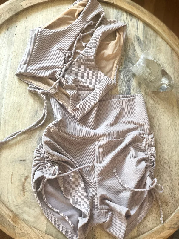 Nude Rib High Waist Short