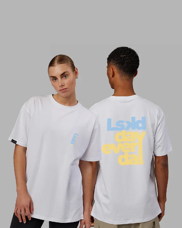 Unisex LSKD Every Day FLXCotton Tee Oversize - White-Blue-Yellow