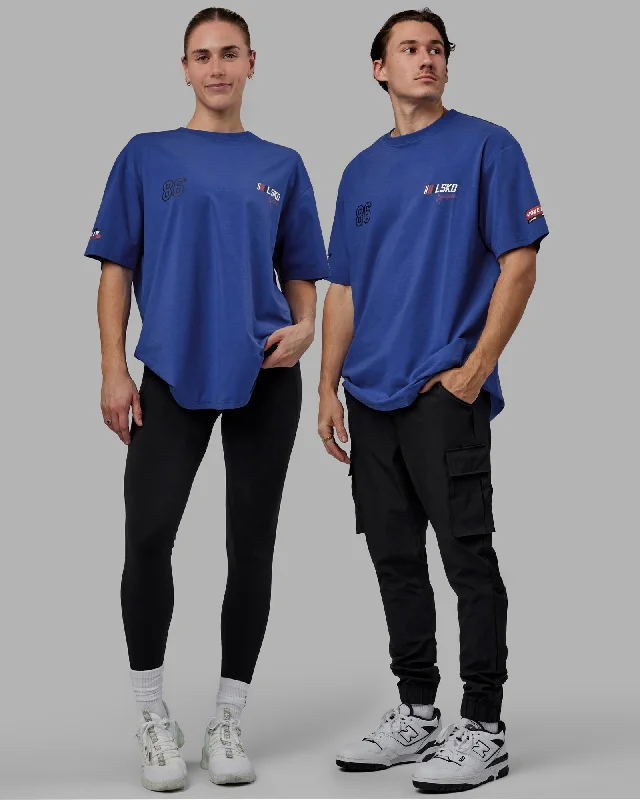 Unisex Redline FLXCotton Tee Oversize - Power Cobalt-White