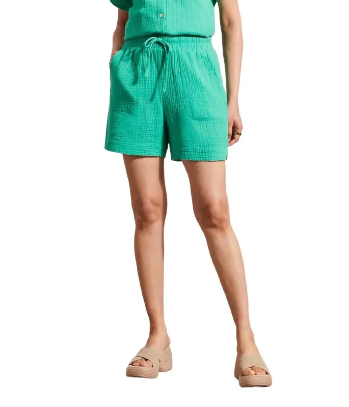 Shorts With Elastic Waist Band In Jade Mist